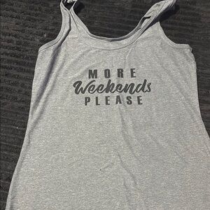 Gray Sleeveless Top with Graphic Print